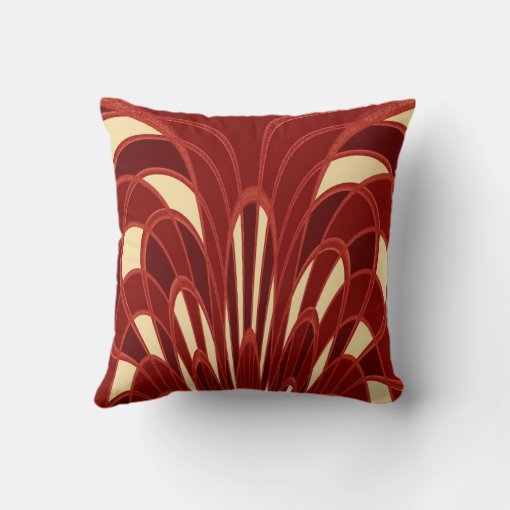 Mushroom Abstract Art Deco Red Throw Pillow Zazzle