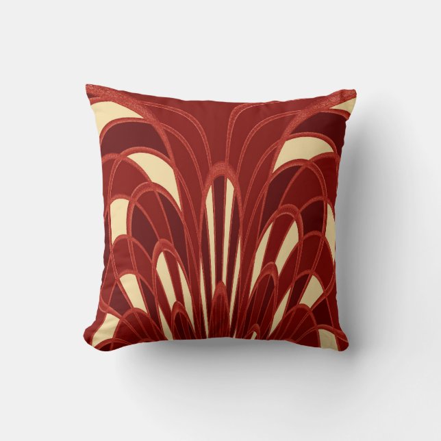 Mushroom Abstract - Art Deco - Red Throw Pillow (Front)