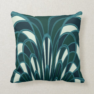 Mushroom Abstract - Art Deco - Teal Throw Pillow