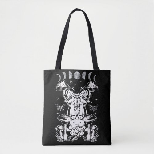 Mushroom Aesthetic Frog Magic Moon Phases Tote Bag