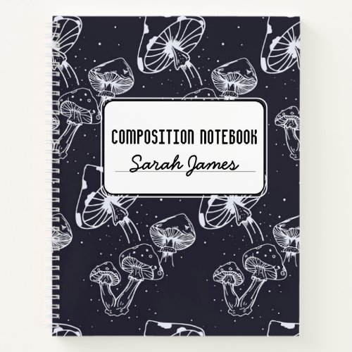 Mushroom Aesthetic Personalized Black Composition Notebook