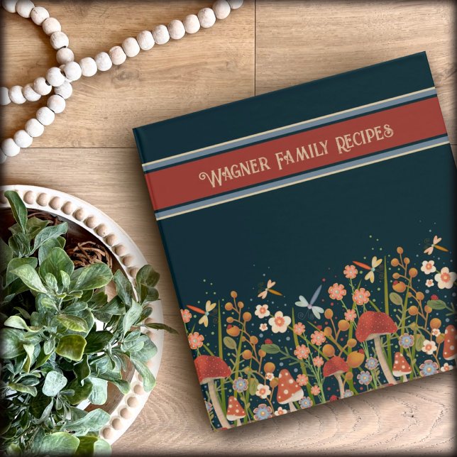 Mushroom and Floral Custom Pattern Recipe 3 Ring Binder (Creator Uploaded)