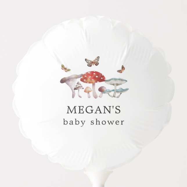 Mushroom and Moth Baby Shower Balloon (Front)