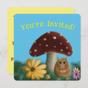Mushroom and mouse floral invitation
