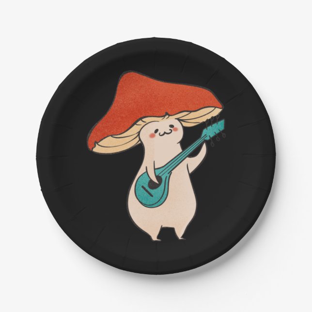 Mushroom And Music Paper Plates (Front)