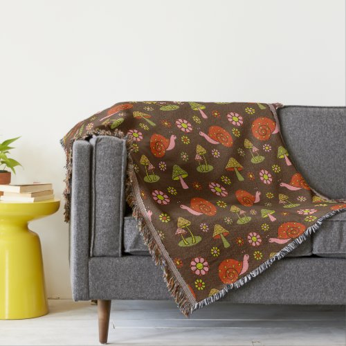Mushroom And Snail Personalized Funky Woven Throw Blanket
