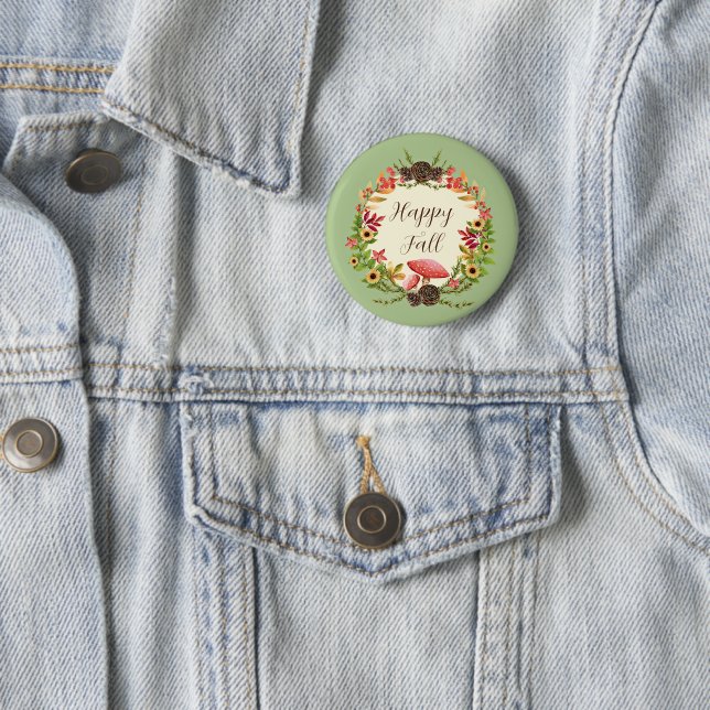 Mushroom and sunflowers with customizable text  button (In Situ)