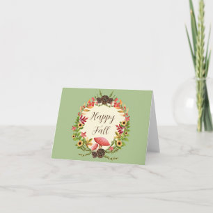 Mushroom and sunflowers with customizable text note card