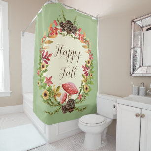 Mushroom and sunflowers with customizable text  shower curtain