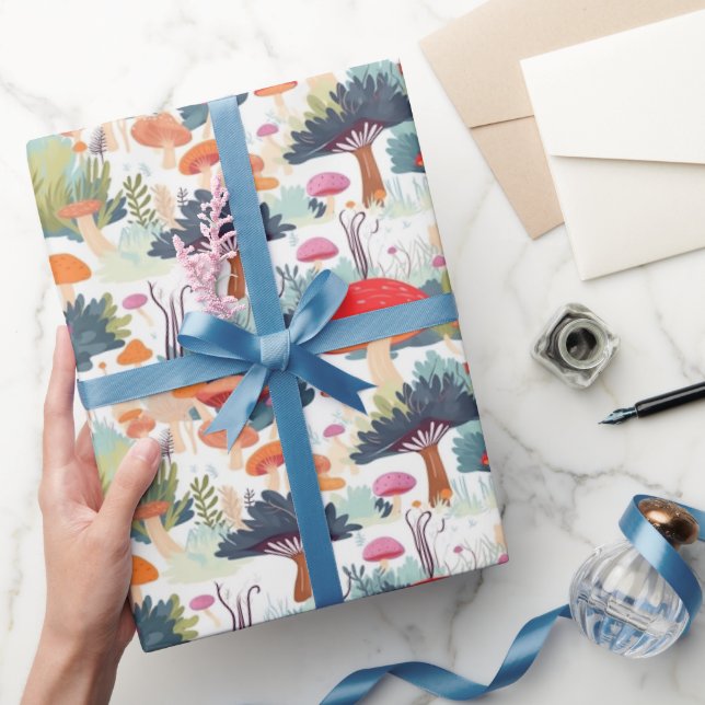 Mushroom and Tree Design Wrapping Paper (Gifting)