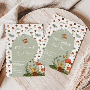 Mushroom and Wild Flowers Baby Shower Invitation