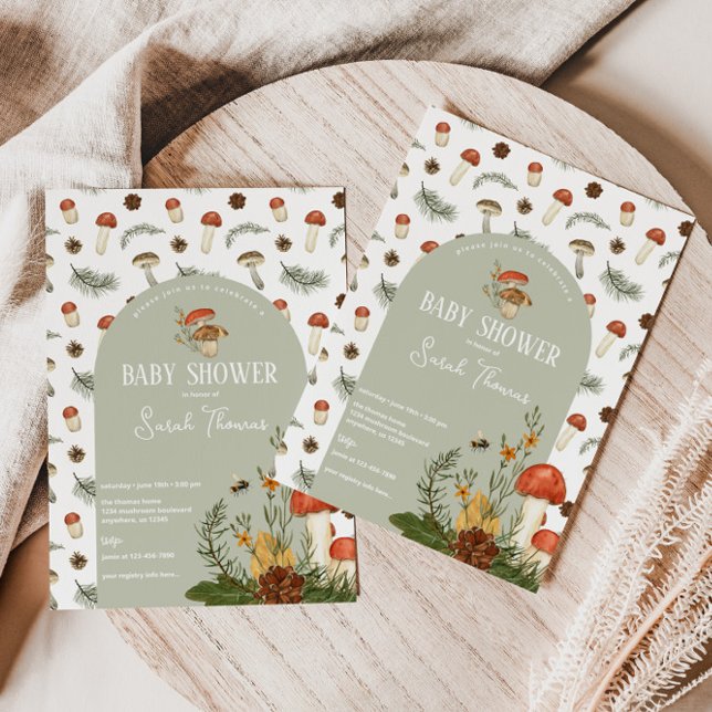 Mushroom and Wild Flowers Baby Shower Invitation (Creator Uploaded)