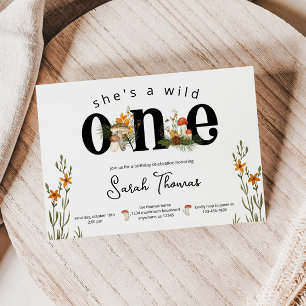 Mushroom and Wild Flowers Birthday Invitation
