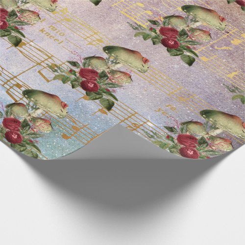 Mushroom Antique Peony Purple Song Night Note Blue Wrapping Paper