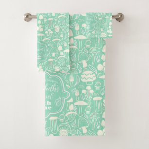 Mushroom Aqua Cream Bath Towel Set
