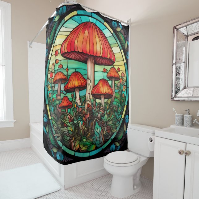 Mushroom Art Shower Curtain (In Situ)