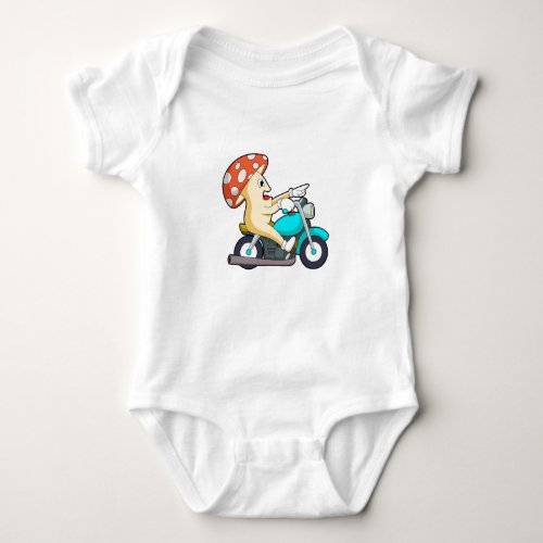 Mushroom as Biker with Motorcycle Baby Bodysuit