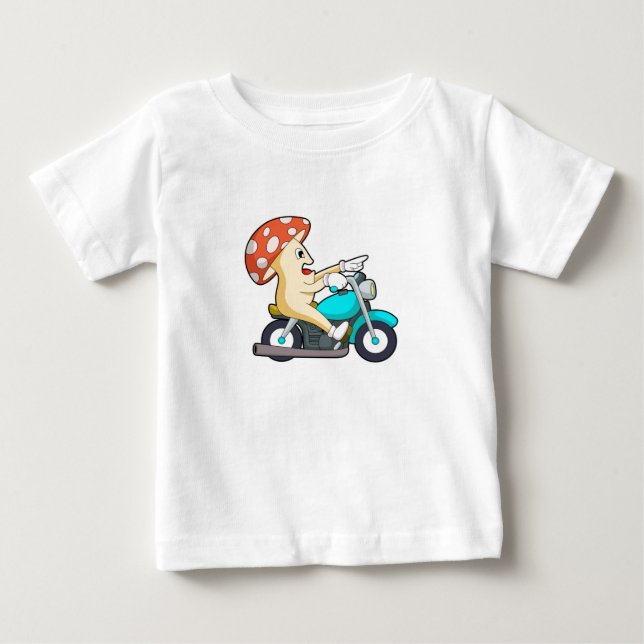 Mushroom as Biker with Motorcycle Baby T-Shirt (Front)