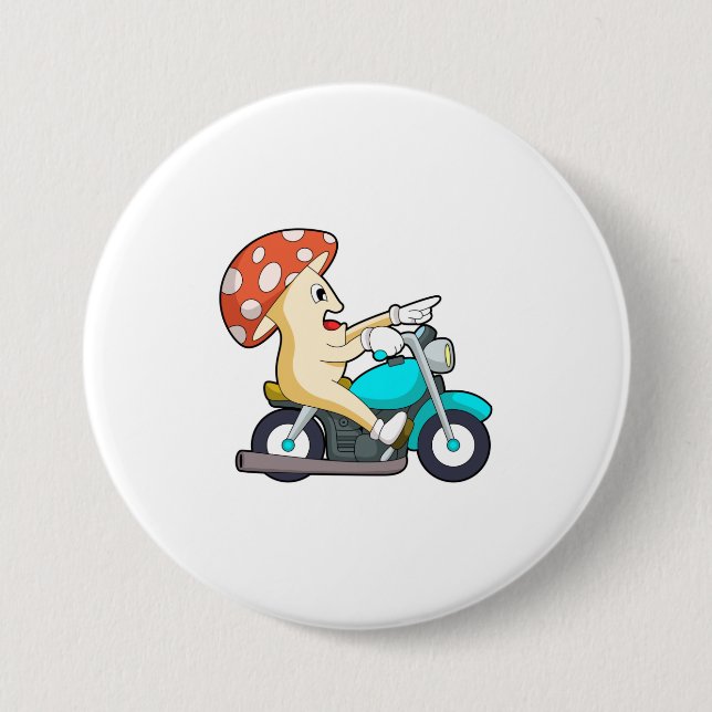 Mushroom as Biker with Motorcycle Button (Front)
