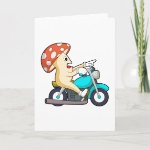 Mushroom as Biker with Motorcycle Card