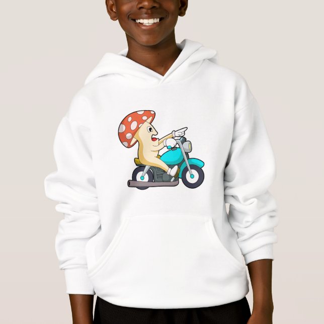 Mushroom as Biker with Motorcycle Hoodie (Front)