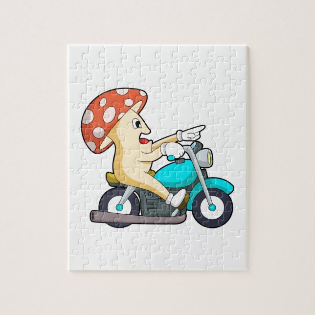 Mushroom as Biker with Motorcycle Jigsaw Puzzle (Vertical)