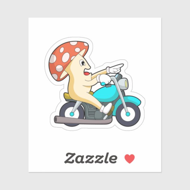 Mushroom as Biker with Motorcycle Sticker (Sheet)