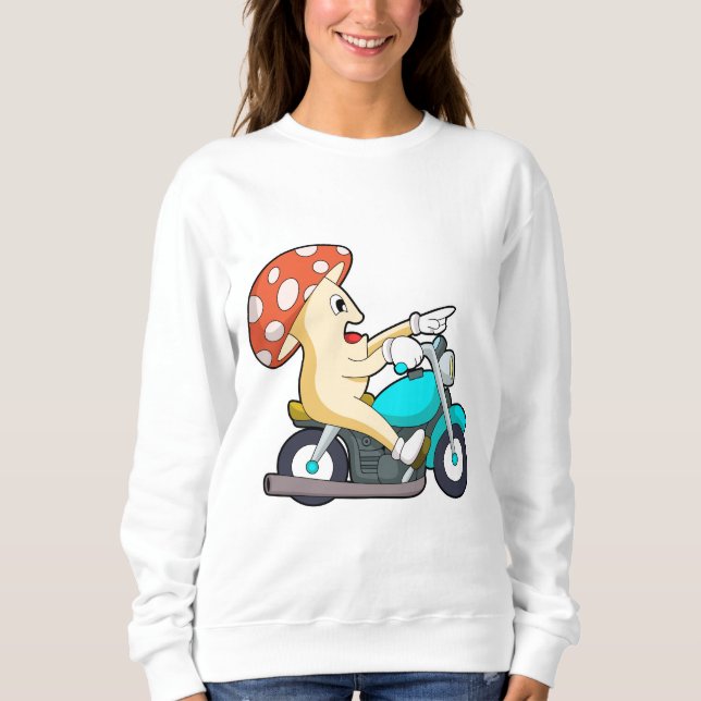 Mushroom as Biker with Motorcycle Sweatshirt (Front)