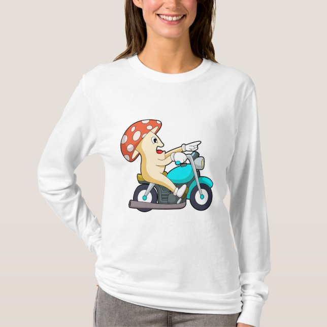 Mushroom as Biker with Motorcycle T-Shirt (Front)