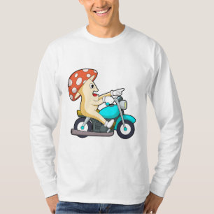 Mushroom as Biker with Motorcycle T-Shirt
