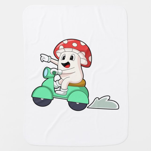 Mushroom as Biker with Scooter.PNG Baby Blanket (Front)