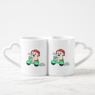 Mushroom as Biker with Scooter.PNG Coffee Mug Set