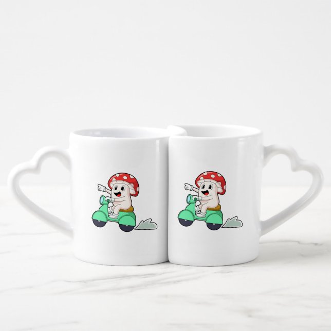 Mushroom as Biker with Scooter.PNG Coffee Mug Set (Front Nesting)