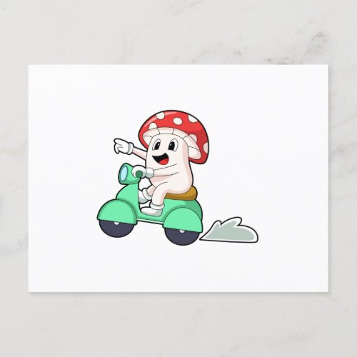 Mushroom as Biker with ScooterPNG Postcard