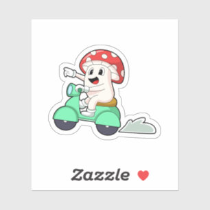 Mushroom as Biker with Scooter.PNG Sticker