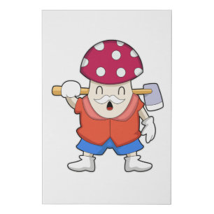 Mushroom as Farmer with Axe Faux Canvas Print