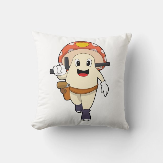 Mushroom as Police officer at Police Throw Pillow (Front)