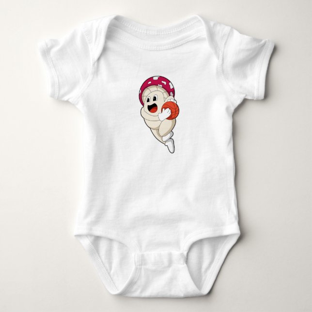 Mushroom at Basketball Sports Baby Bodysuit (Front)