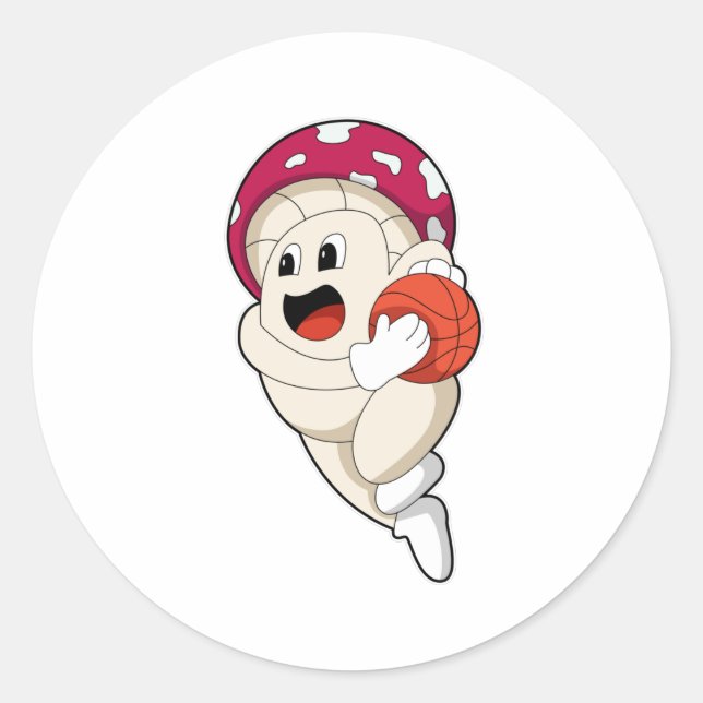 Mushroom at Basketball Sports Classic Round Sticker (Front)
