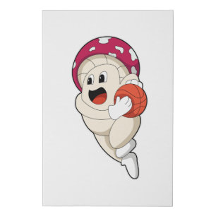 Mushroom at Basketball Sports Faux Canvas Print