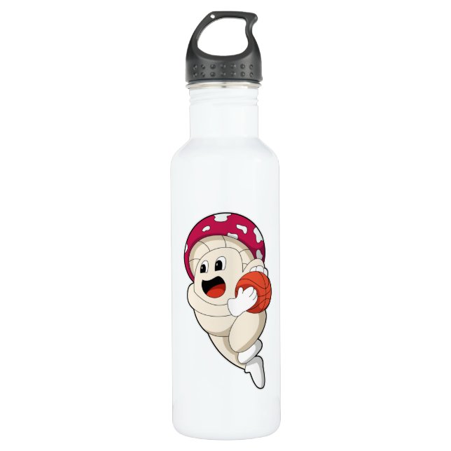 Mushroom at Basketball Sports Stainless Steel Water Bottle (Front)