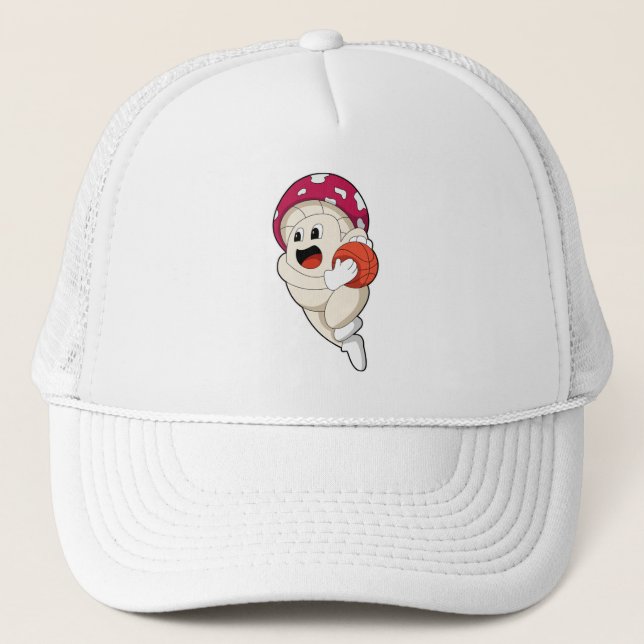 Mushroom at Basketball Sports Trucker Hat (Front)