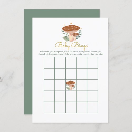 mushroom Baby Bingo Baby Shower Game  Enclosure Card