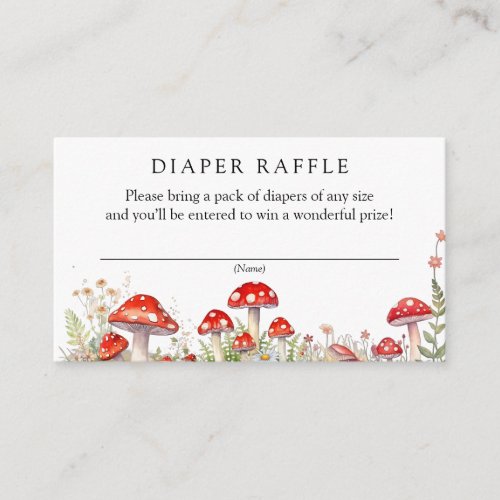 Mushroom Baby Shower Diaper Raffle Enclosure Card