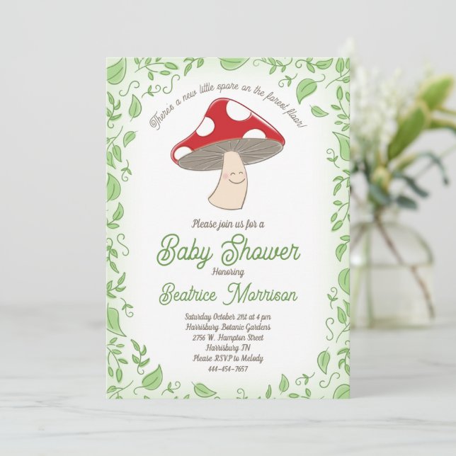 Mushroom Baby Shower Invitation (Standing Front)