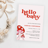 Mushroom Baby Shower Invitation | Red and Pink