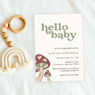 Mushroom Baby Shower Invitation | Sage Green