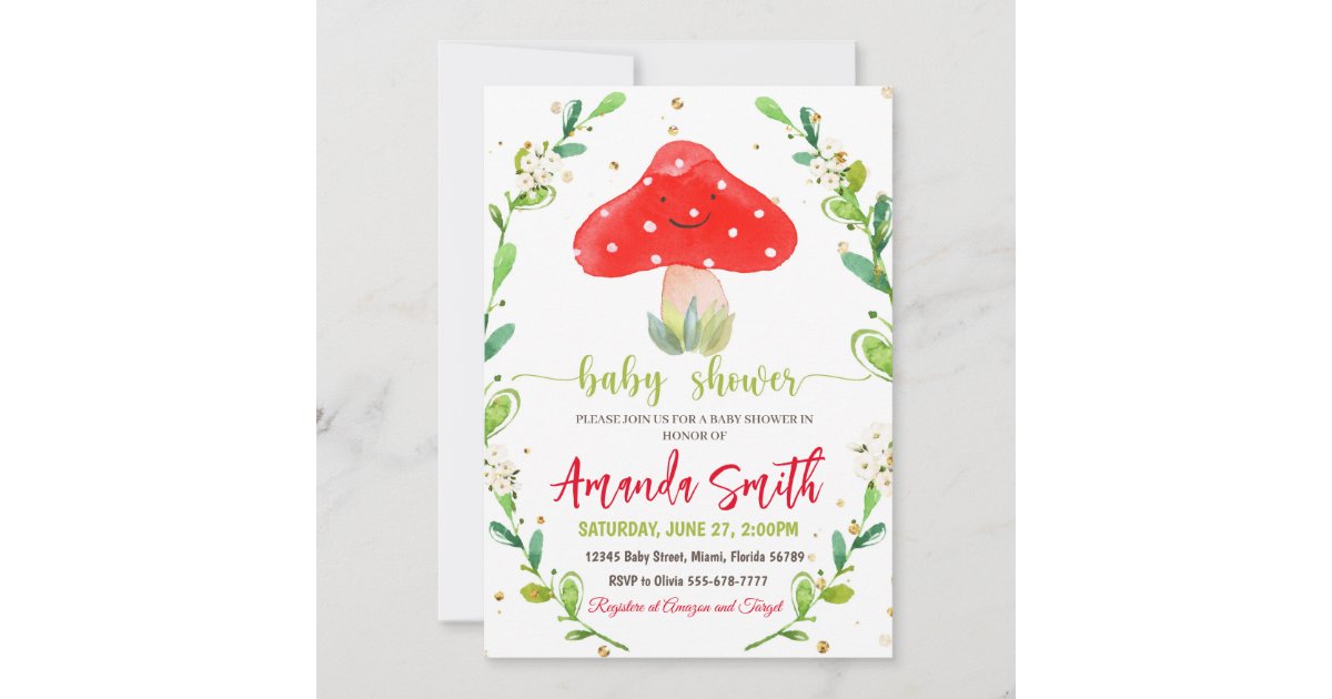 Mushroom Love Baby Shower Invitations by Basic Invite