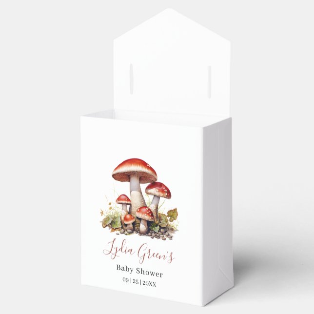 Mushroom Baby Shower Invite, Fall Gender Neutral Favor Boxes (Opened)