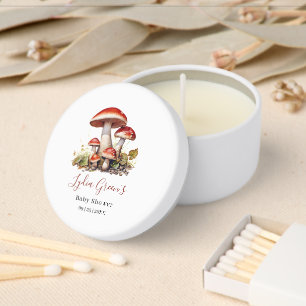 Mushroom Baby Shower Invite, Fall Gender Neutral Mini Candle Favors